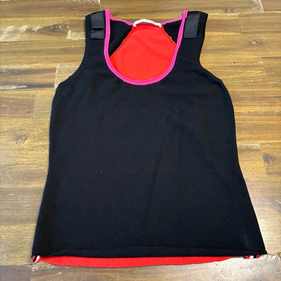 Stefanel Color Block Tank Top Stretchy Small Black Pink Red Soft - Picture 1 of 6